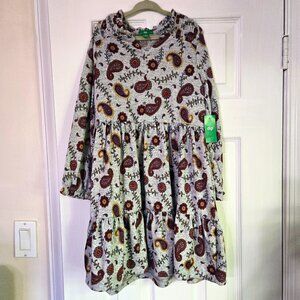 NWT Girls Dress Gray with gorgous pattern